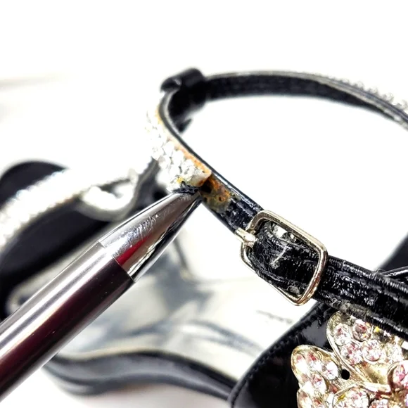 Marichi Mami black patent leather and rhinestone heels. 7M - Picture 7 of 14